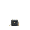 CHANEL PEARL CRUSH MINI VANITY WITH CHAIN LAMBSKIN BLACK GHW (MICROCHIP)