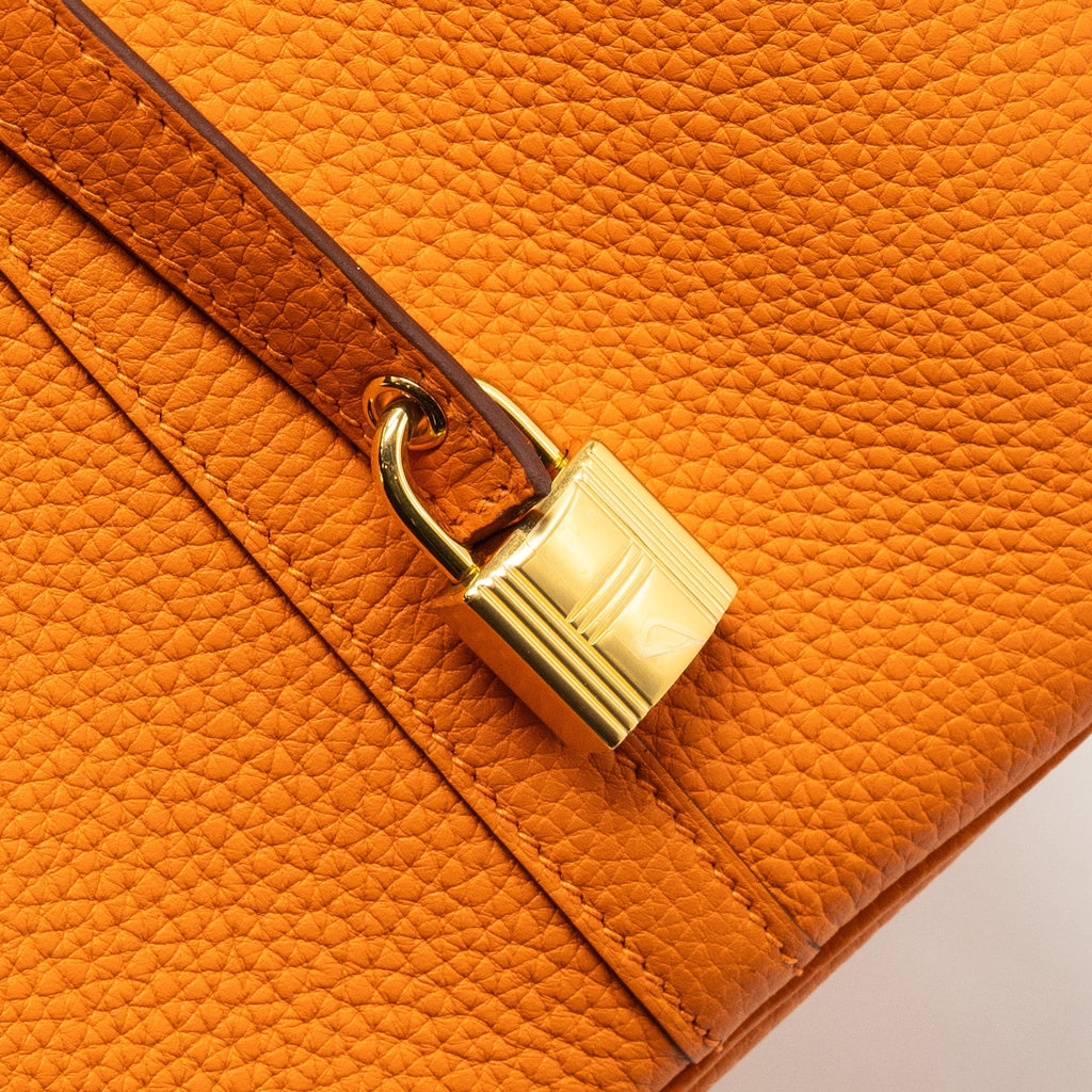 HERMES PICOTIN 22 LOCK BAG CLEMENCE ORANGE GHW