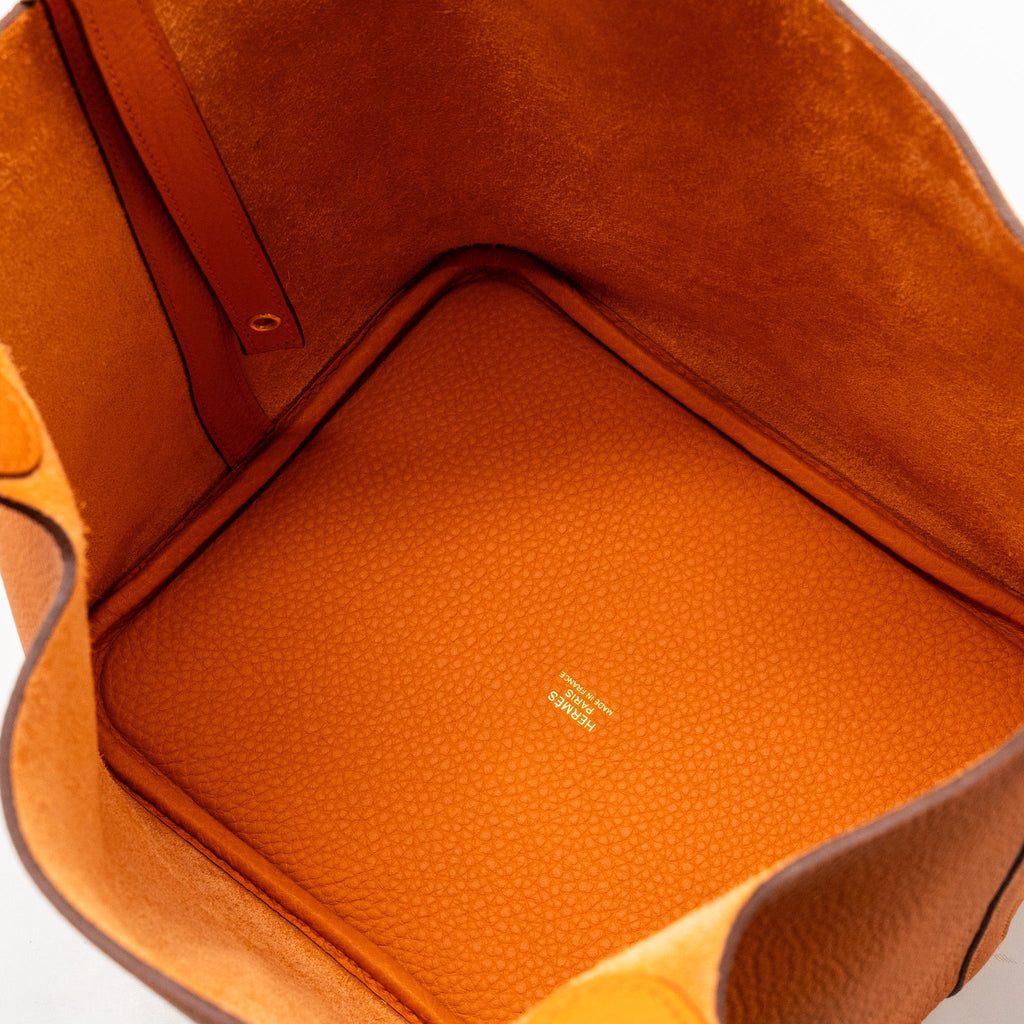 HERMES PICOTIN 22 LOCK BAG CLEMENCE ORANGE GHW