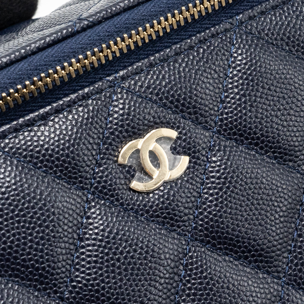 CHANEL 23C LONG VANITY CASE CAVIAR NAVY LGHW (MICROCHIP)