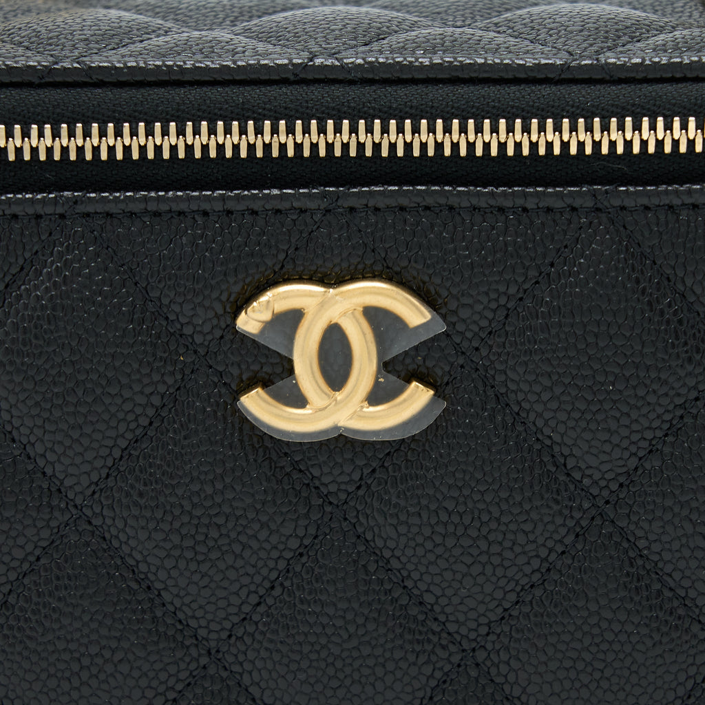 CHANEL 23P COCO LOVE LONG VANITY CAVIAR BLACK BRUSHED GHW (MICROCHIP)