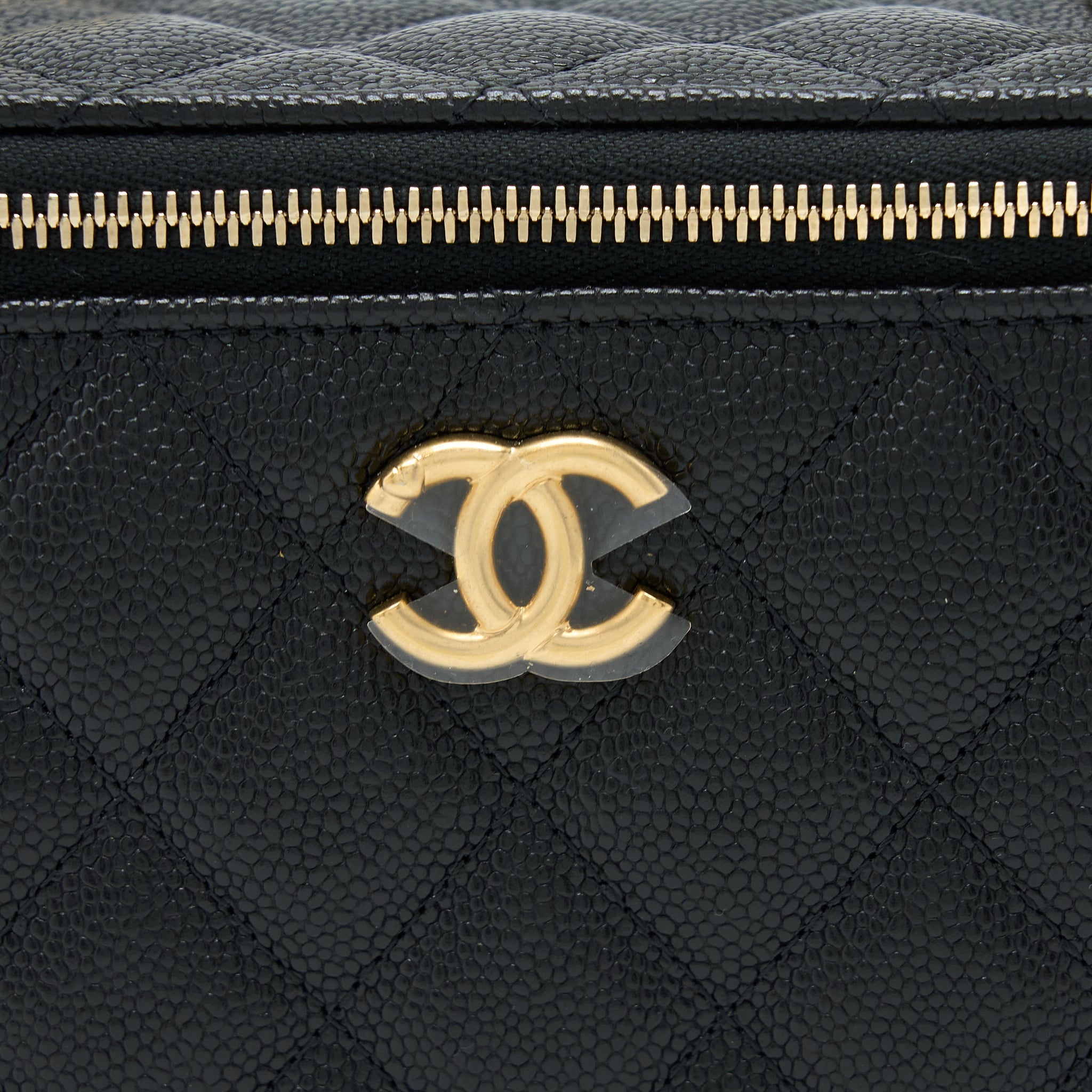 CHANEL 23P COCO LOVE LONG VANITY CAVIAR BLACK BRUSHED GHW (MICROCHIP)