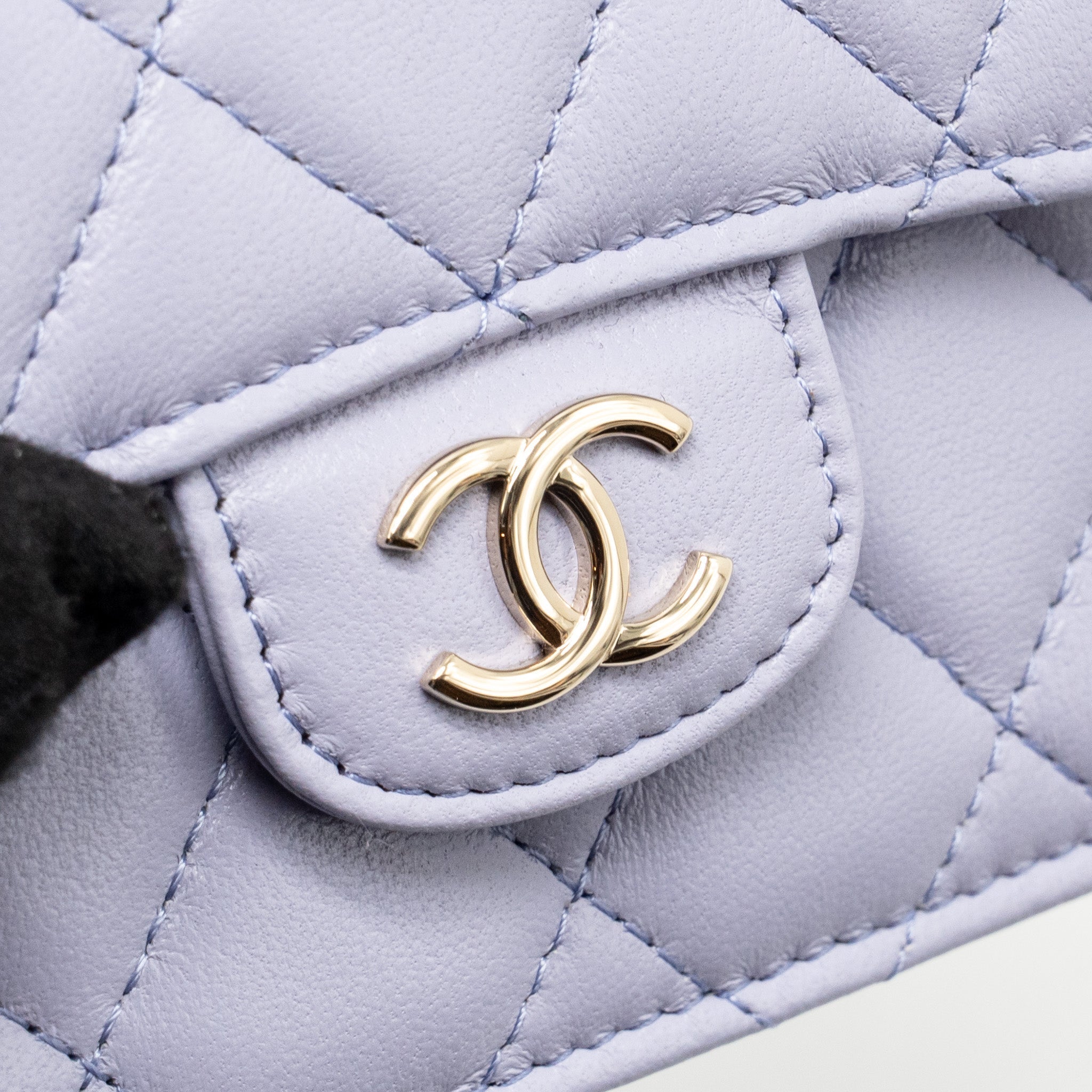 CHANEL TOP HANDLE MINI FLAP BAG LAMBSKIN LIGHT PURPLE LGHW