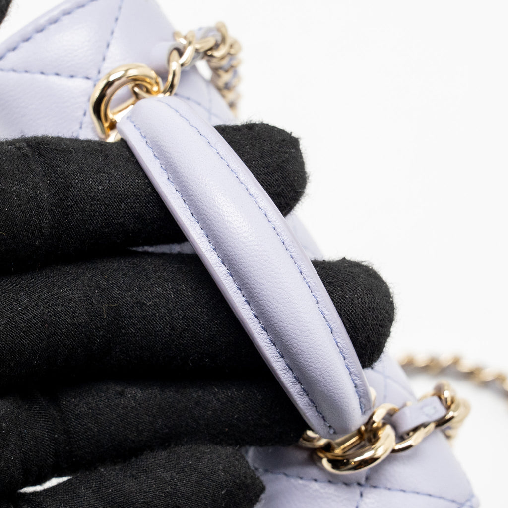 CHANEL TOP HANDLE MINI FLAP BAG LAMBSKIN LIGHT PURPLE LGHW