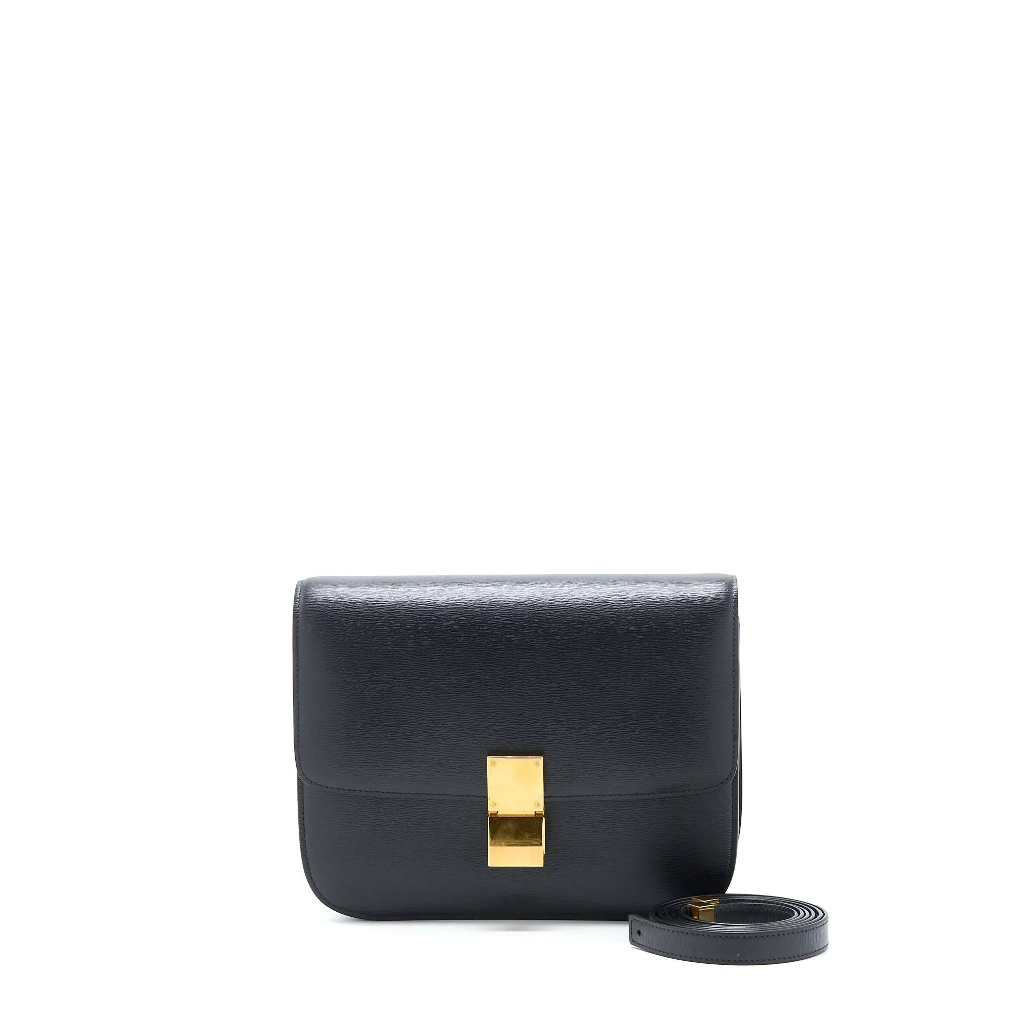 CELINE MEDIUM CLASSIC BOX CALFSKIN LIEGE ANTHRACITE GHW