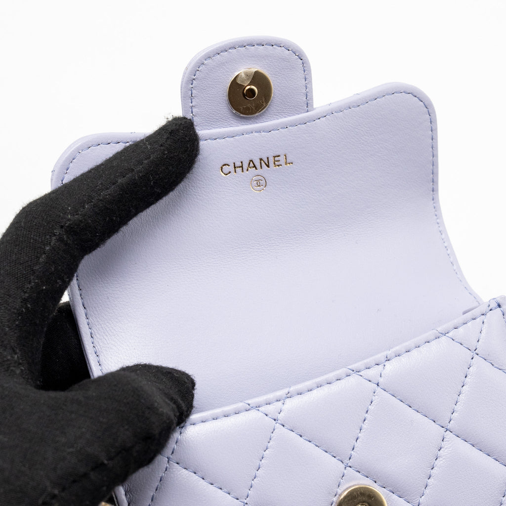 CHANEL TOP HANDLE MINI FLAP BAG LAMBSKIN LIGHT PURPLE LGHW