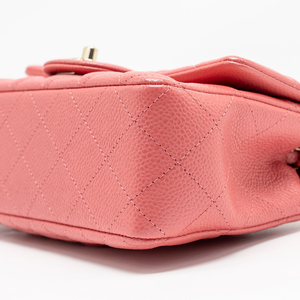 CHANEL MINI RECTANGULAR FLAP BAG CAVIAR PINK GHW