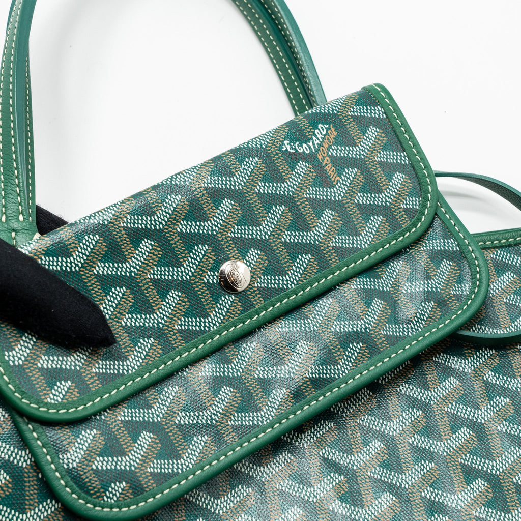 GOYARD SAINT LOUIS PM TOTE BAG GOYARDINE CANVAS GREEN SHW