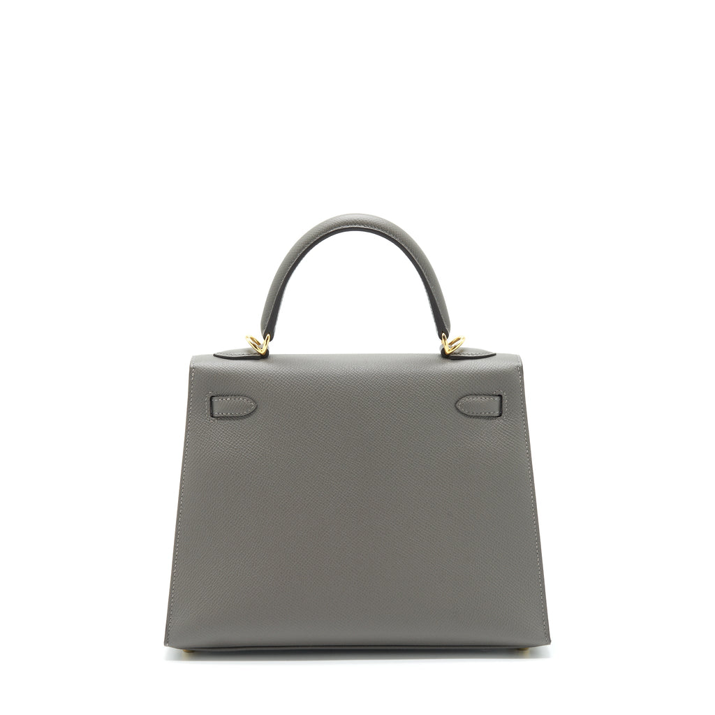 HERMES KELLY 25 SELLIER EPSOM GRIS MEYER GHW STRAMP U