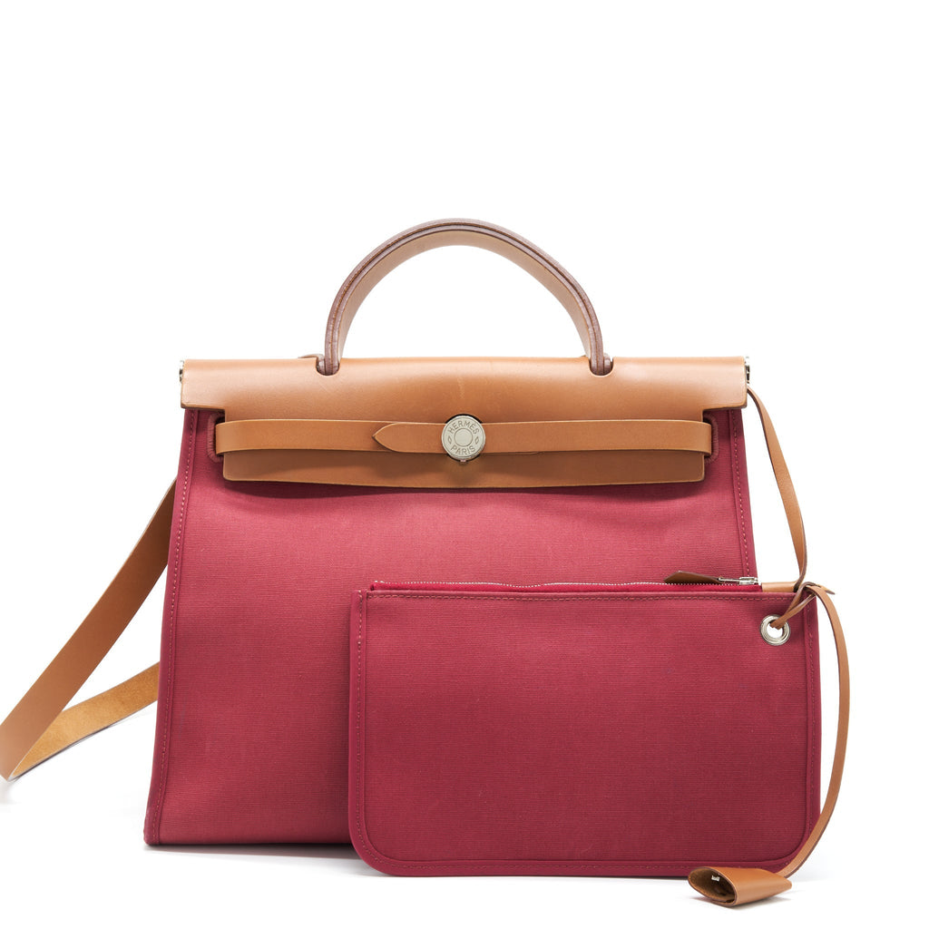 HERMES HERBAG ZIP 31 TOILE RUBIS/FAUVE SHW
