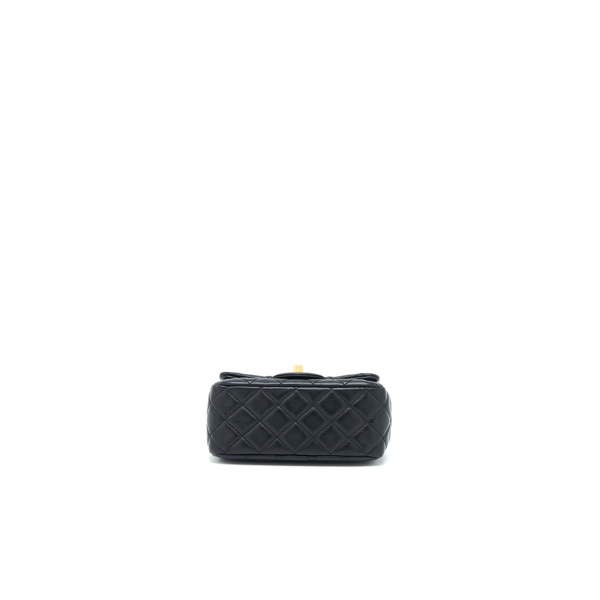 CHANEL PEARL CRUSH MINI SQUARE FLAP BAG LAMBSKIN BLACK GHW (MICROCHIP)