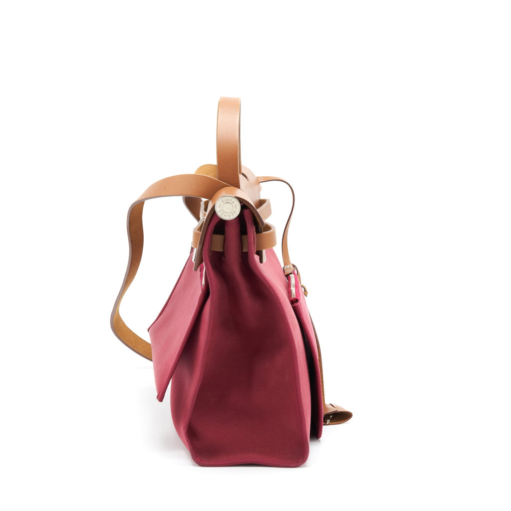 HERMES HERBAG ZIP 31 TOILE RUBIS/FAUVE SHW