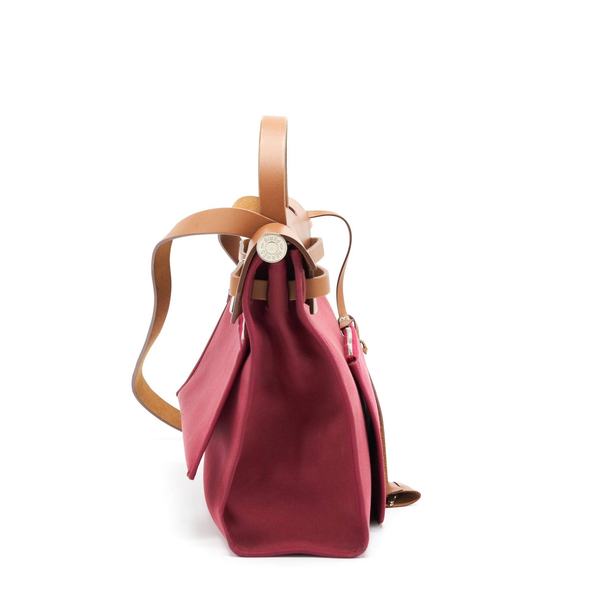 HERMES HERBAG ZIP 31 TOILE RUBIS/FAUVE SHW