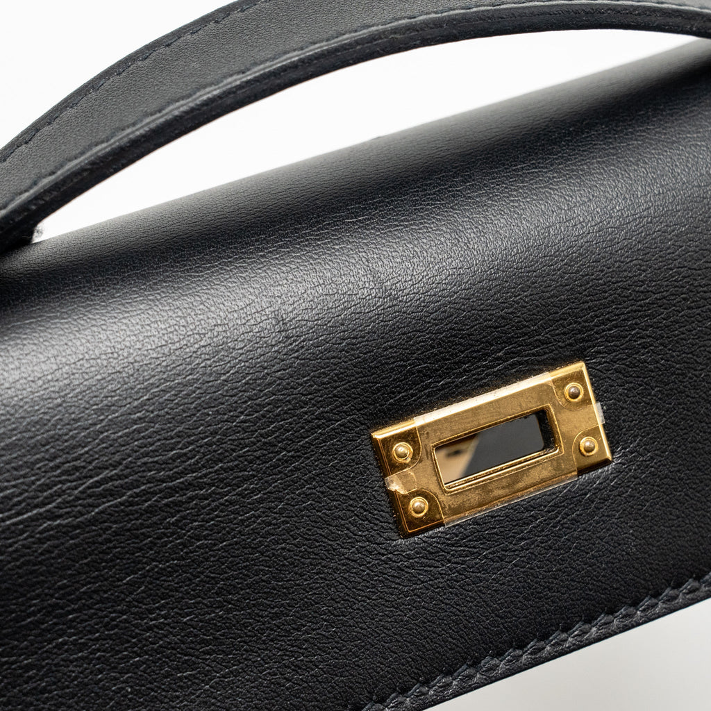 Hermes Kelly Pochette Swift Black GHW