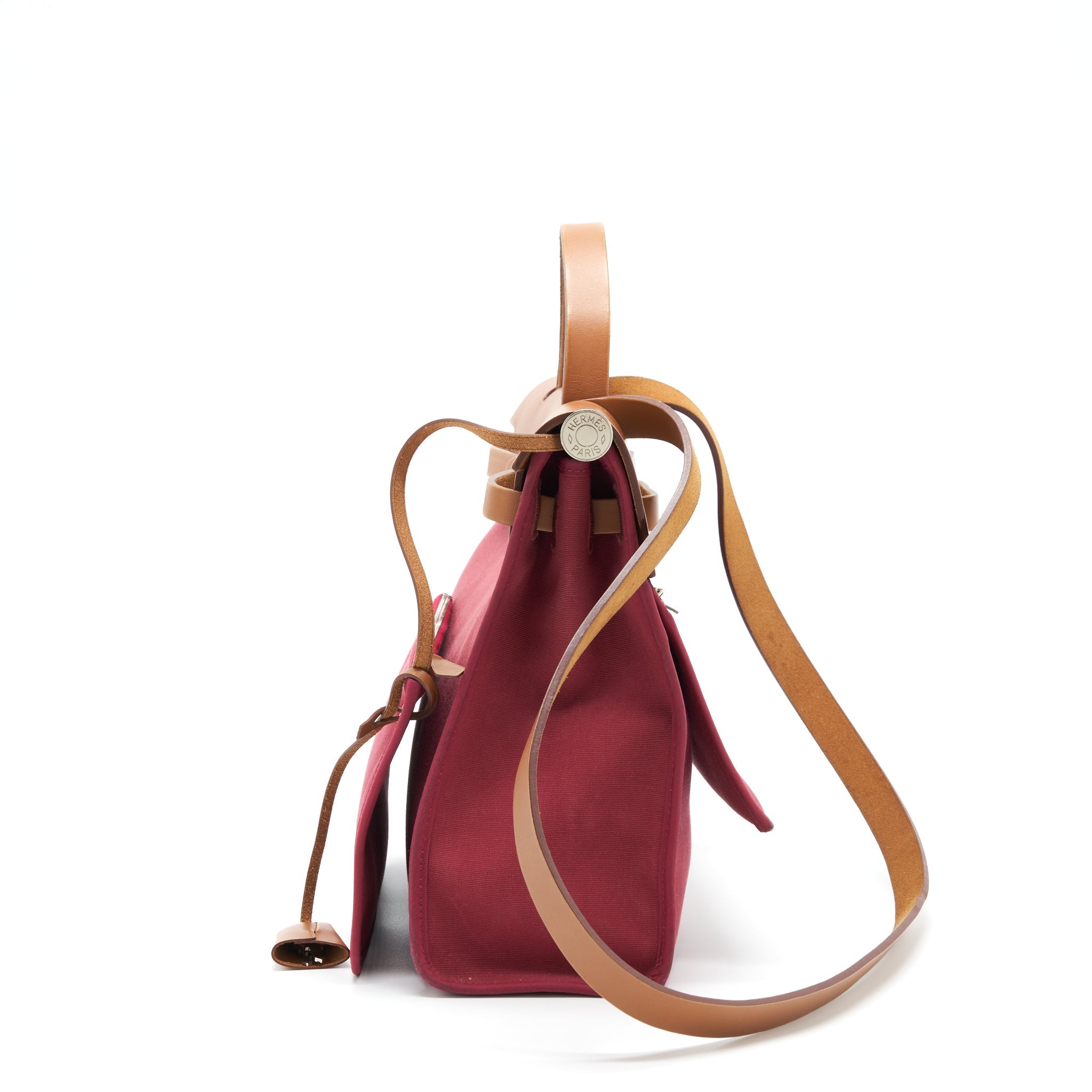 HERMES HERBAG ZIP 31 TOILE RUBIS/FAUVE SHW