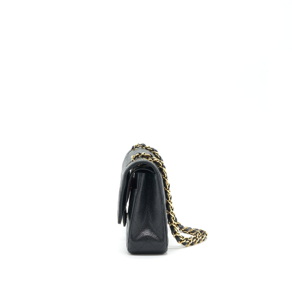 CHANEL MEDIUM CLASSIC DOUBLE FLAP BAG CAVIAR BLACK GHW