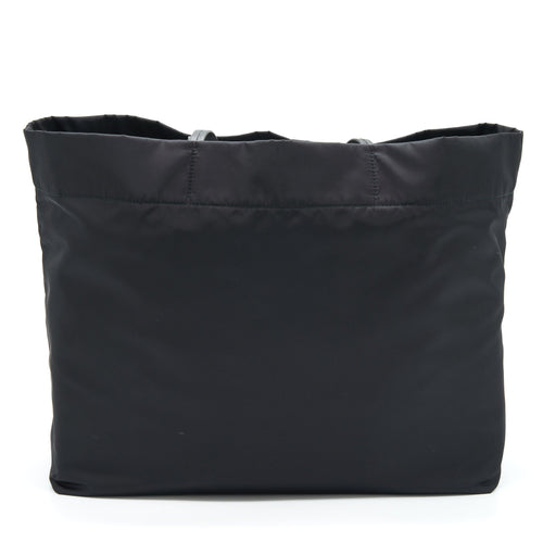 PRADA NYLON TOTE WITH LEATHER HANDLE BLACK SHW