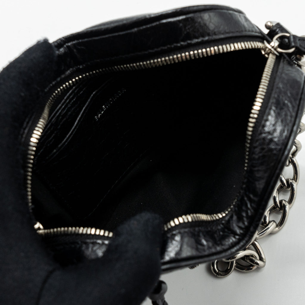 BALENCIAGA LE GAGOLE HEART MINI BAG ARENA LAMBSKIN BLACK RUTHENIUM HARDWARE