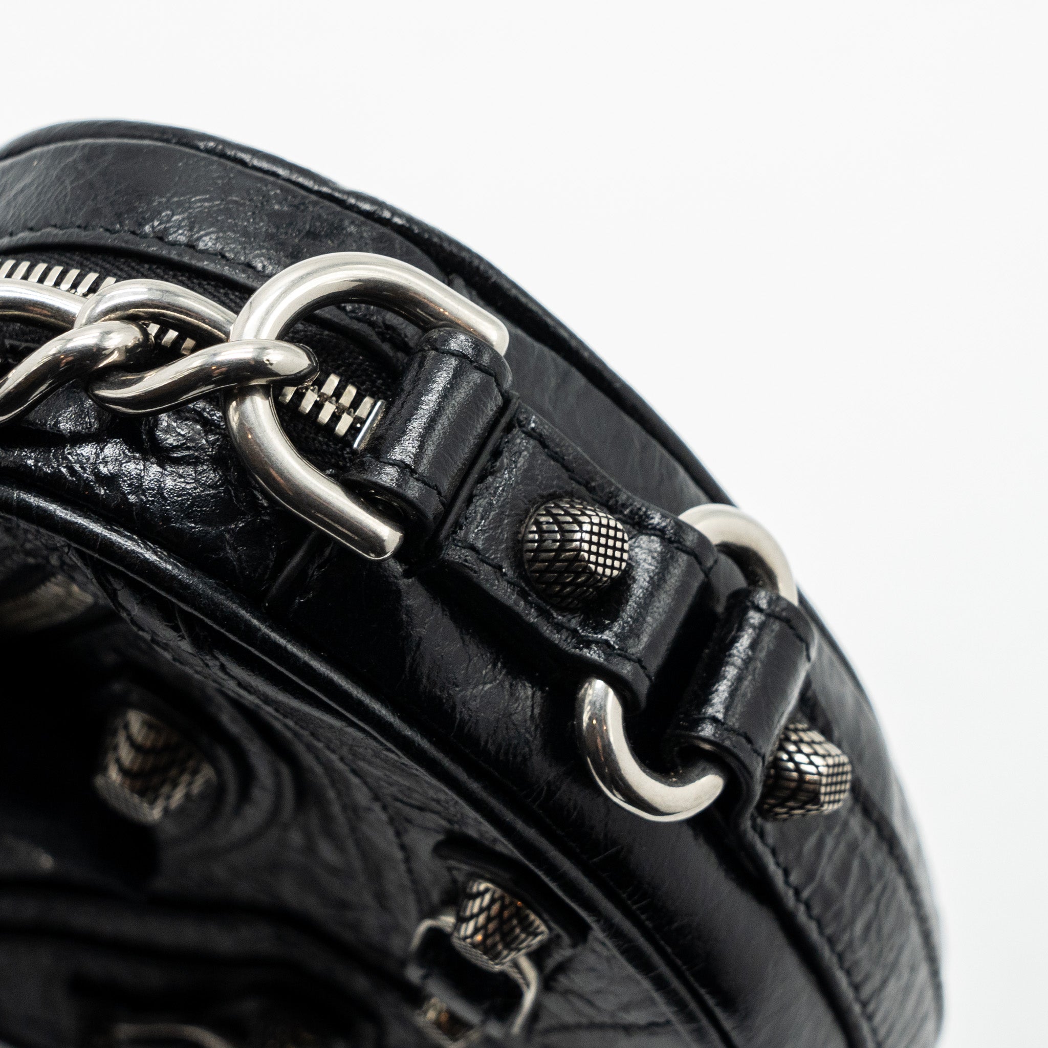 BALENCIAGA LE GAGOLE HEART MINI BAG ARENA LAMBSKIN BLACK RUTHENIUM HARDWARE