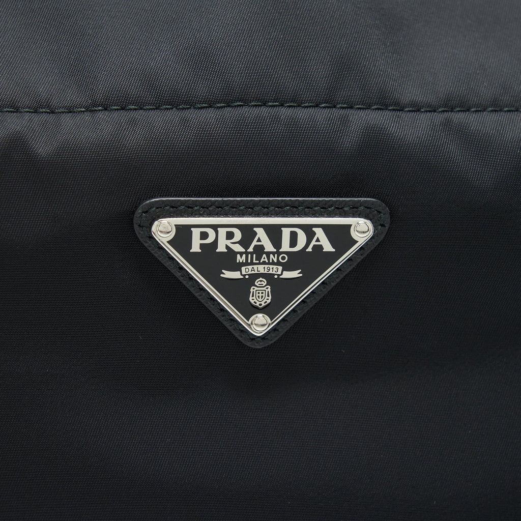 PRADA NYLON TOTE WITH LEATHER HANDLE BLACK SHW