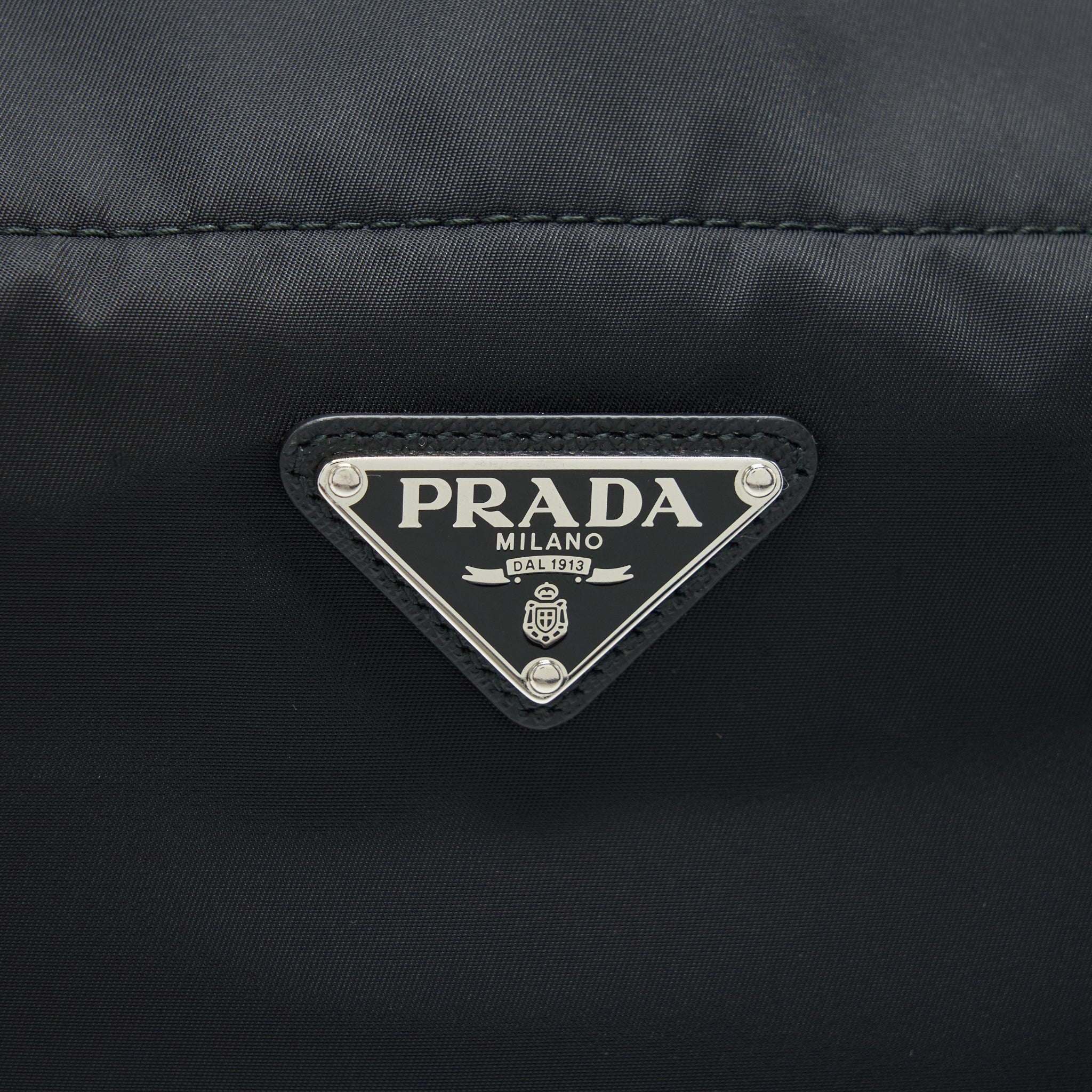 PRADA NYLON TOTE WITH LEATHER HANDLE BLACK SHW