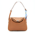 Hermes Lindy 26 Swift Gold SHW With Detailed Shoulder Strap and An Extra Twilly