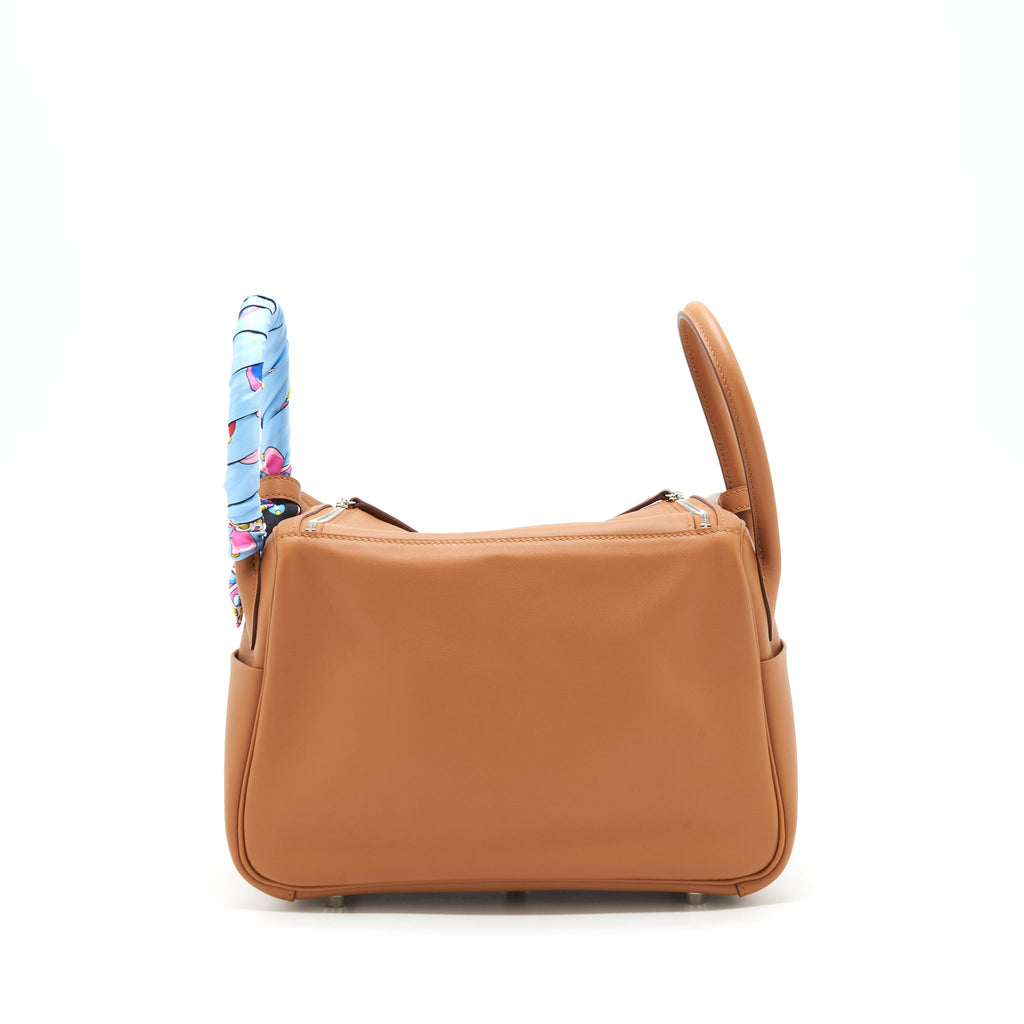 Hermes Lindy 26 Swift Gold SHW With Detailed Shoulder Strap and An Extra Twilly