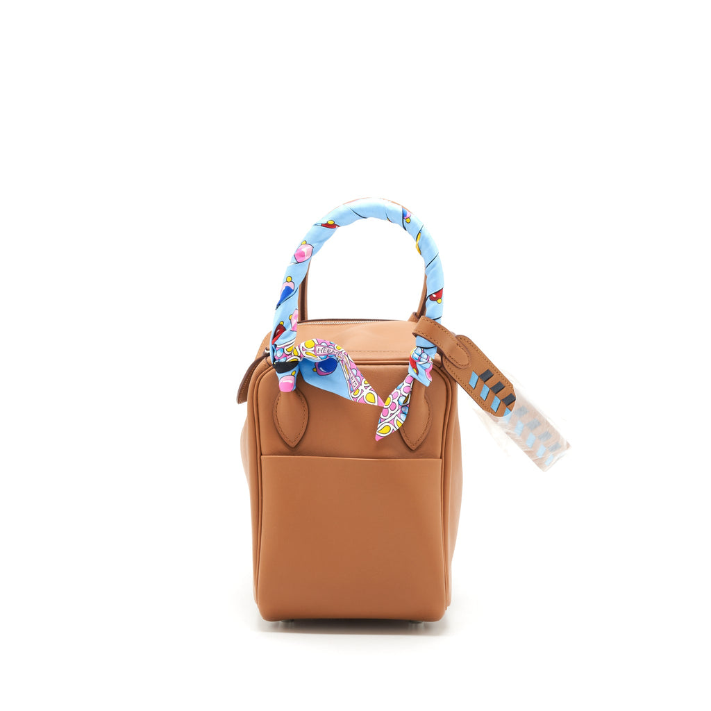 Hermes Lindy 26 Swift Gold SHW With Detailed Shoulder Strap and An Extra Twilly
