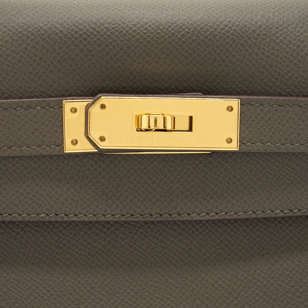HERMES KELLY 28 SELLIER EPSOM GRIS ETAIN GHW