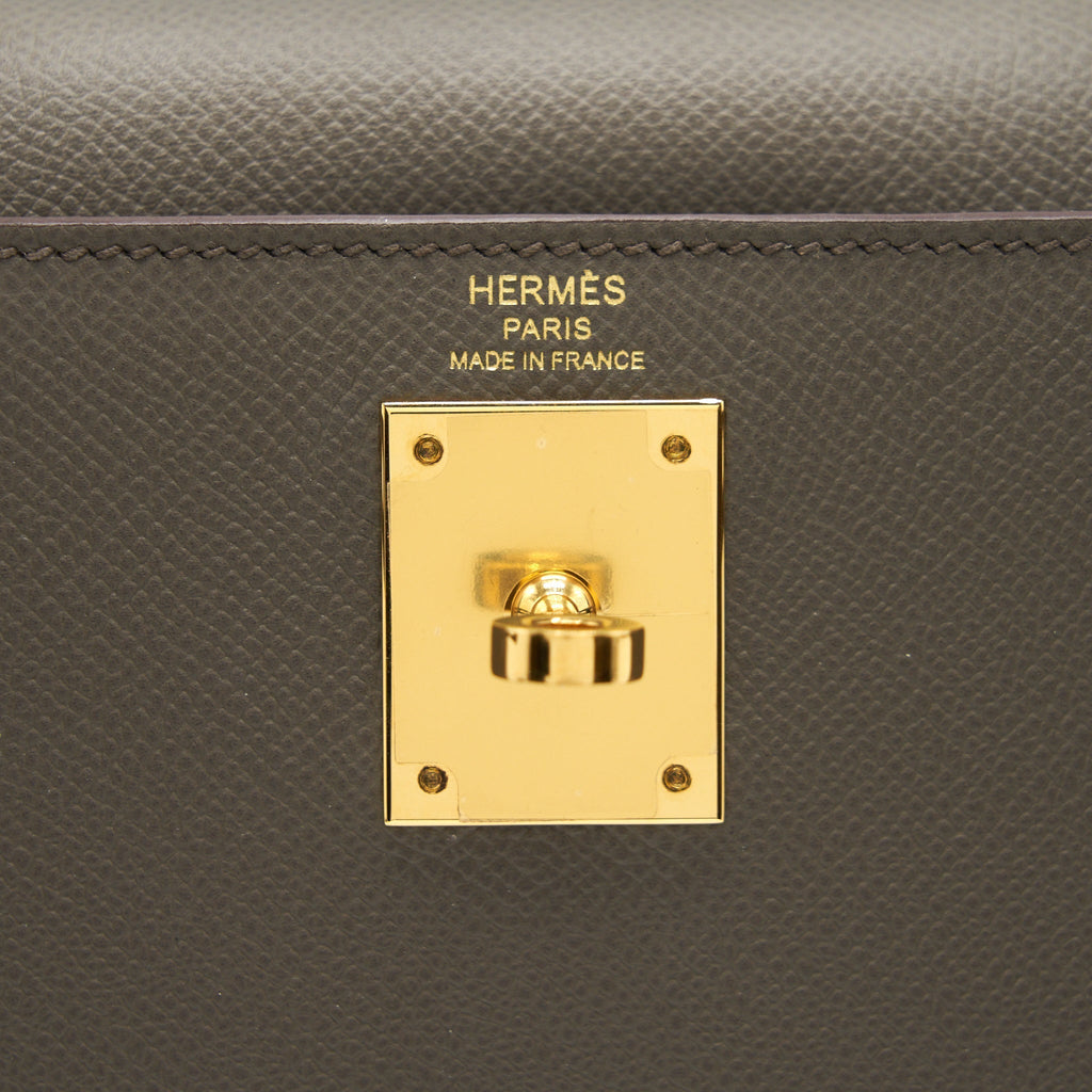 HERMES KELLY 28 SELLIER EPSOM GRIS ETAIN GHW