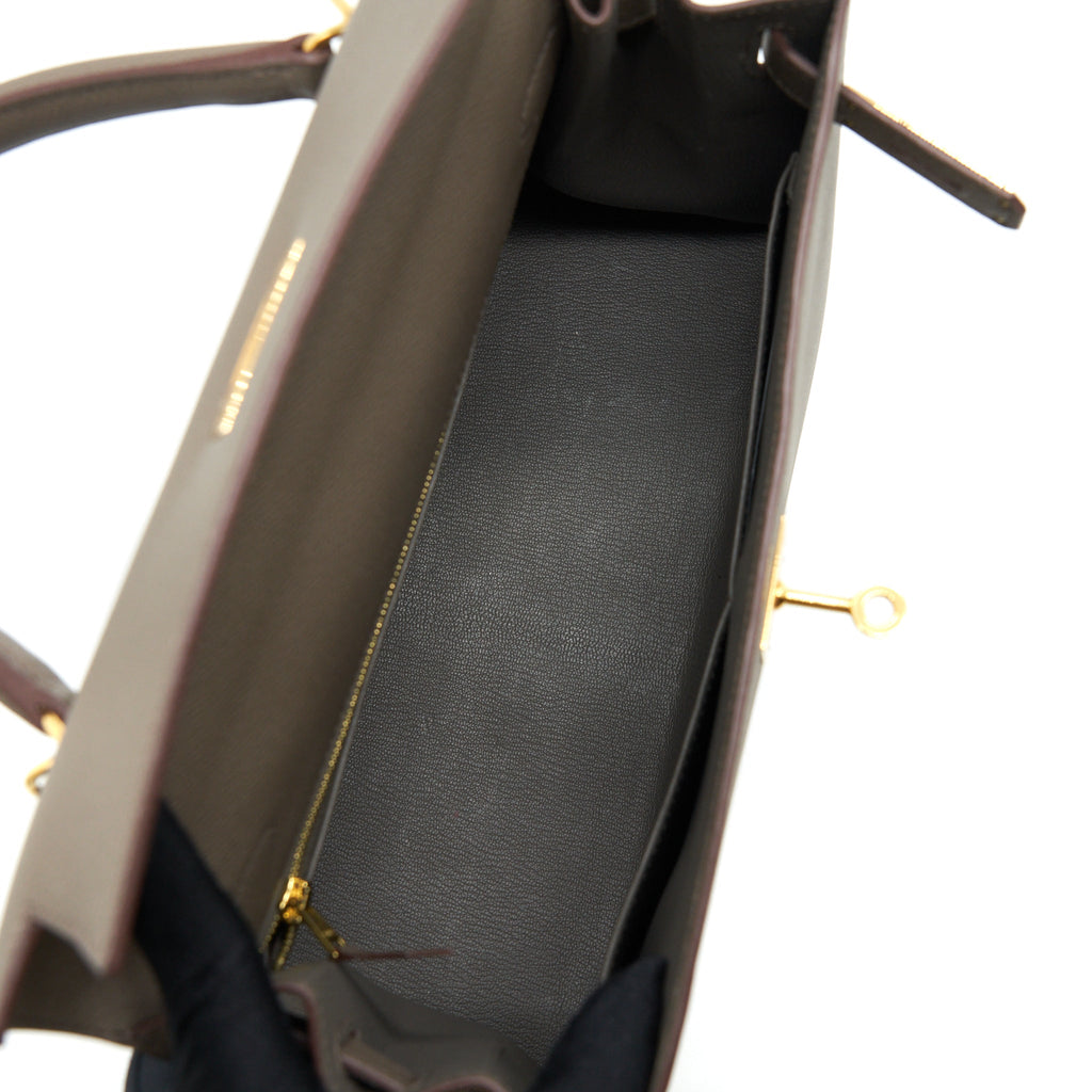 HERMES KELLY 28 SELLIER EPSOM GRIS ETAIN GHW