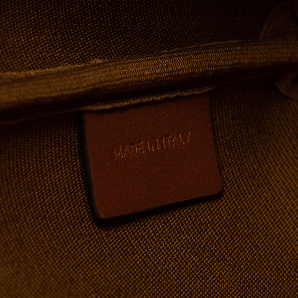 CELINE SMALL BUCKET IN TRIOMPHE CANVAS AND CALFSKIN TAN GHW