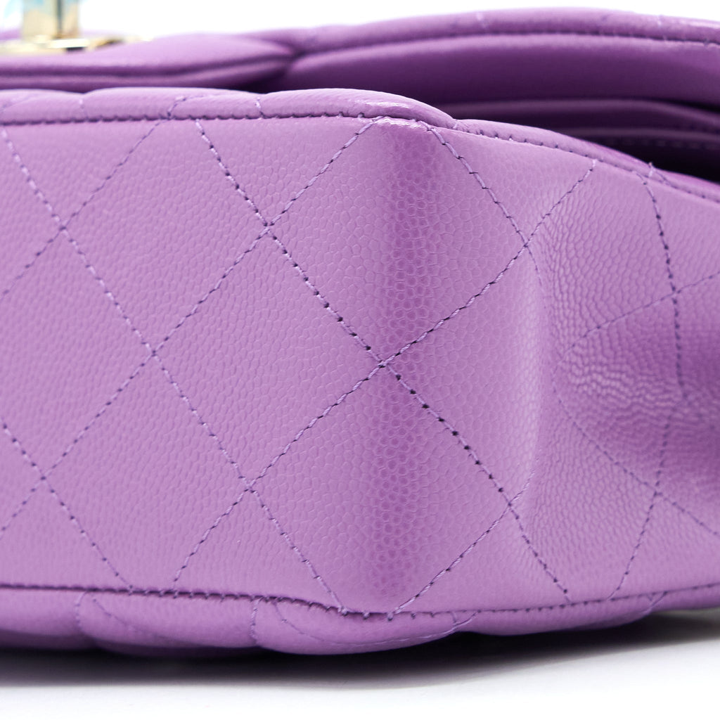 CHANEL 22S SMALL CLASSIC DOUBLE FLAP BAG CAVIAR PURPLE LGHW (MICROCHIP)