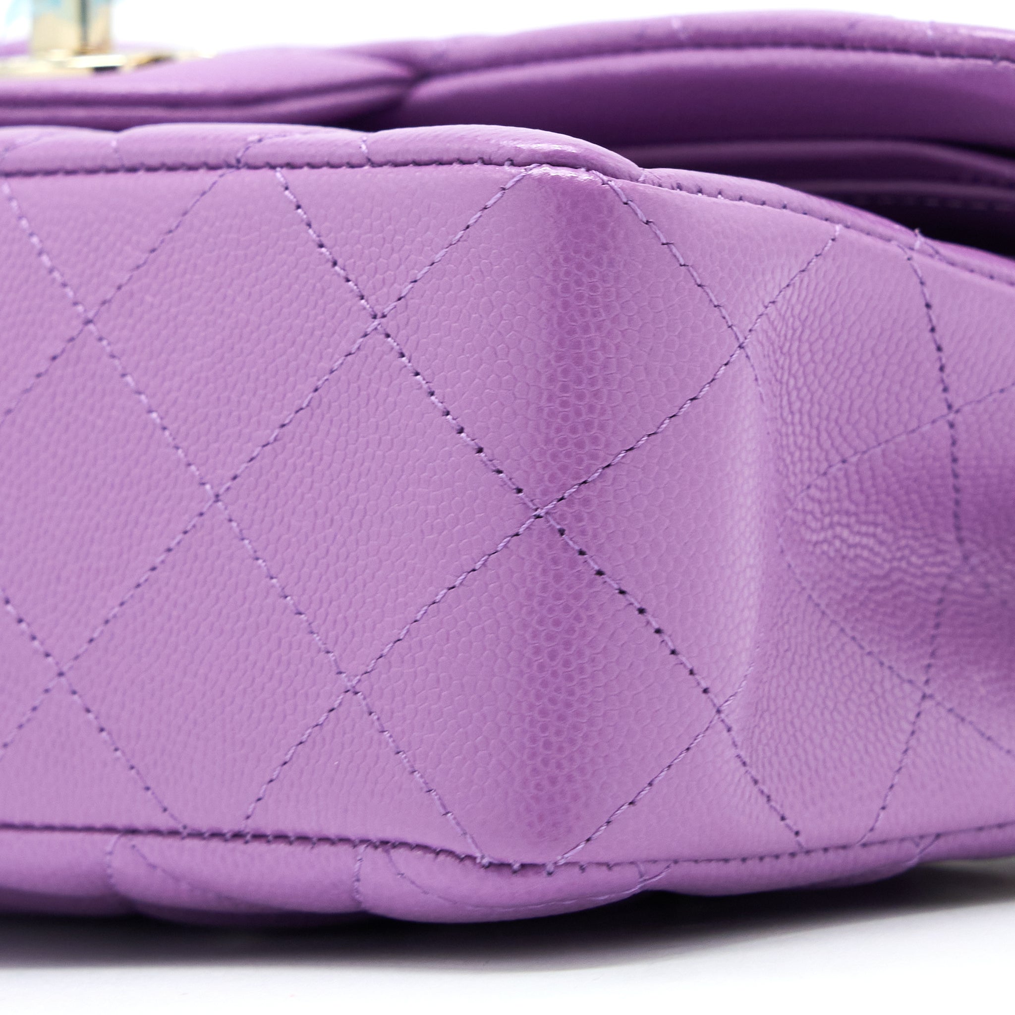 CHANEL 22S SMALL CLASSIC DOUBLE FLAP BAG CAVIAR PURPLE LGHW (MICROCHIP)