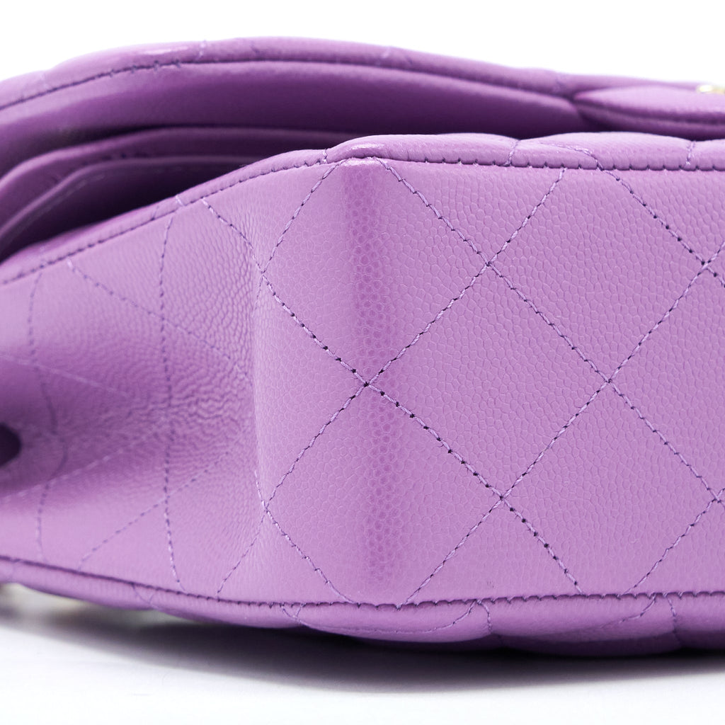 CHANEL 22S SMALL CLASSIC DOUBLE FLAP BAG CAVIAR PURPLE LGHW (MICROCHIP)