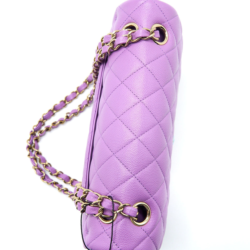 CHANEL 22S SMALL CLASSIC DOUBLE FLAP BAG CAVIAR PURPLE LGHW (MICROCHIP)