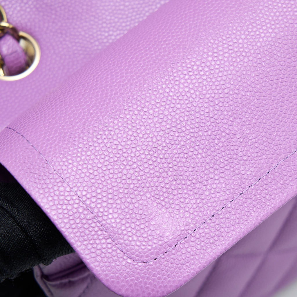 CHANEL 22S SMALL CLASSIC DOUBLE FLAP BAG CAVIAR PURPLE LGHW (MICROCHIP)