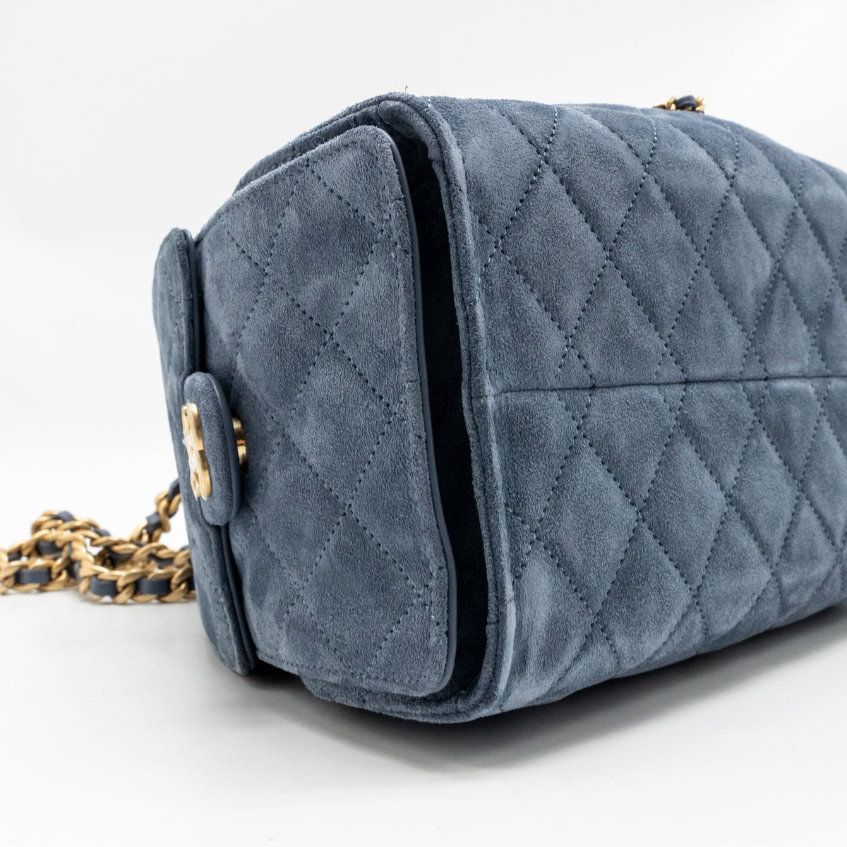 Chanel Small 25 Bag Suede Blue GHW (Microchip)