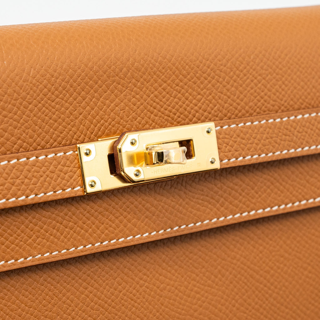 HERMES KELLY LONG WALLET EPSOM GOLD GHW