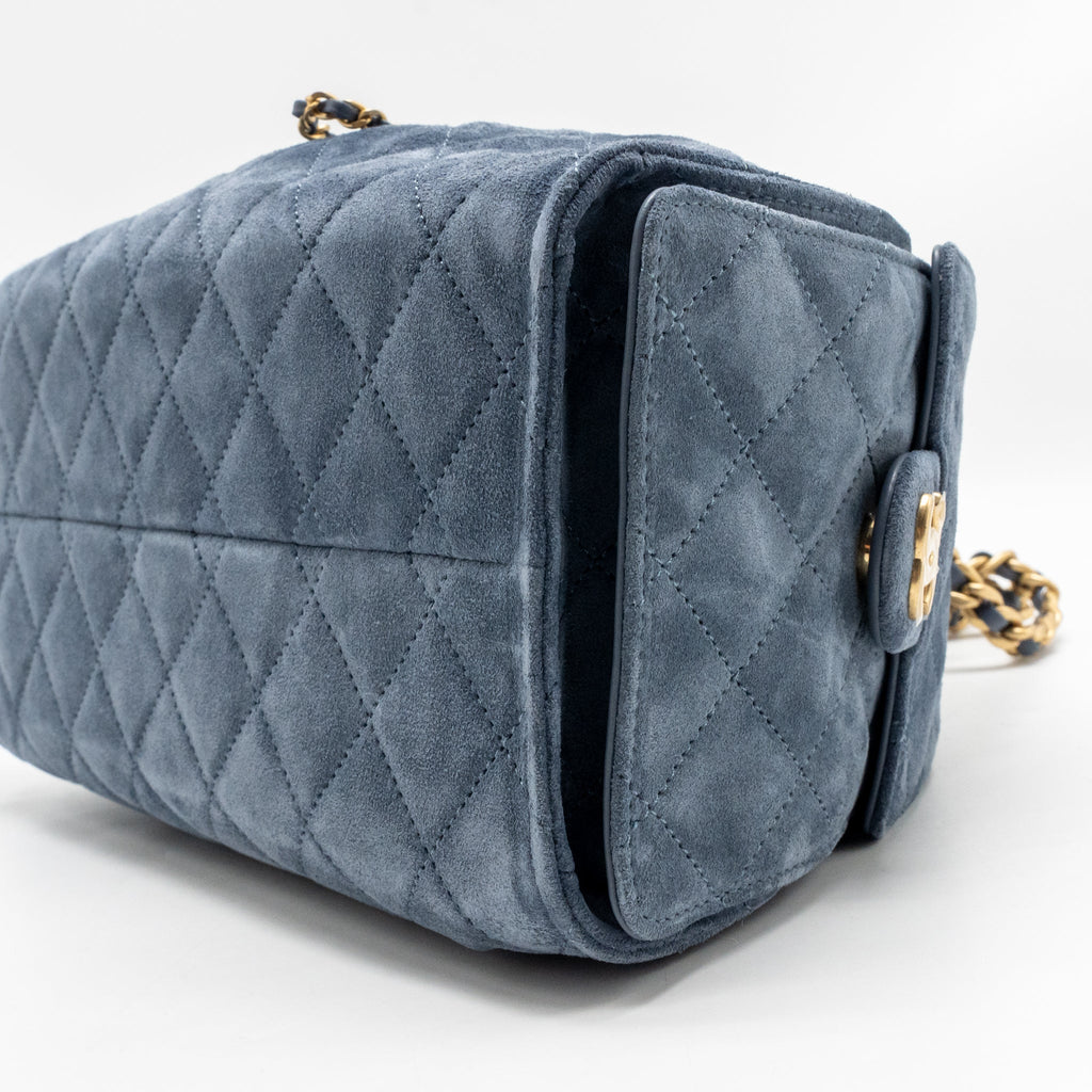 Chanel Small 25 Bag Suede Blue GHW (Microchip)