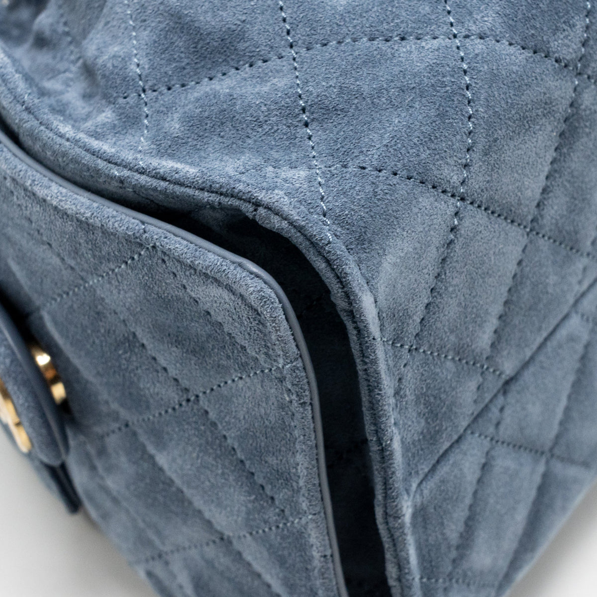 Chanel Small 25 Bag Suede Blue GHW (Microchip)