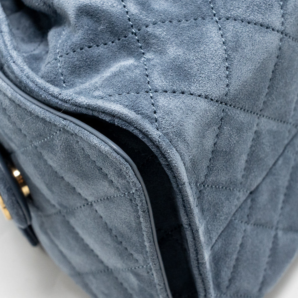 Chanel Small 25 Bag Suede Blue GHW (Microchip)