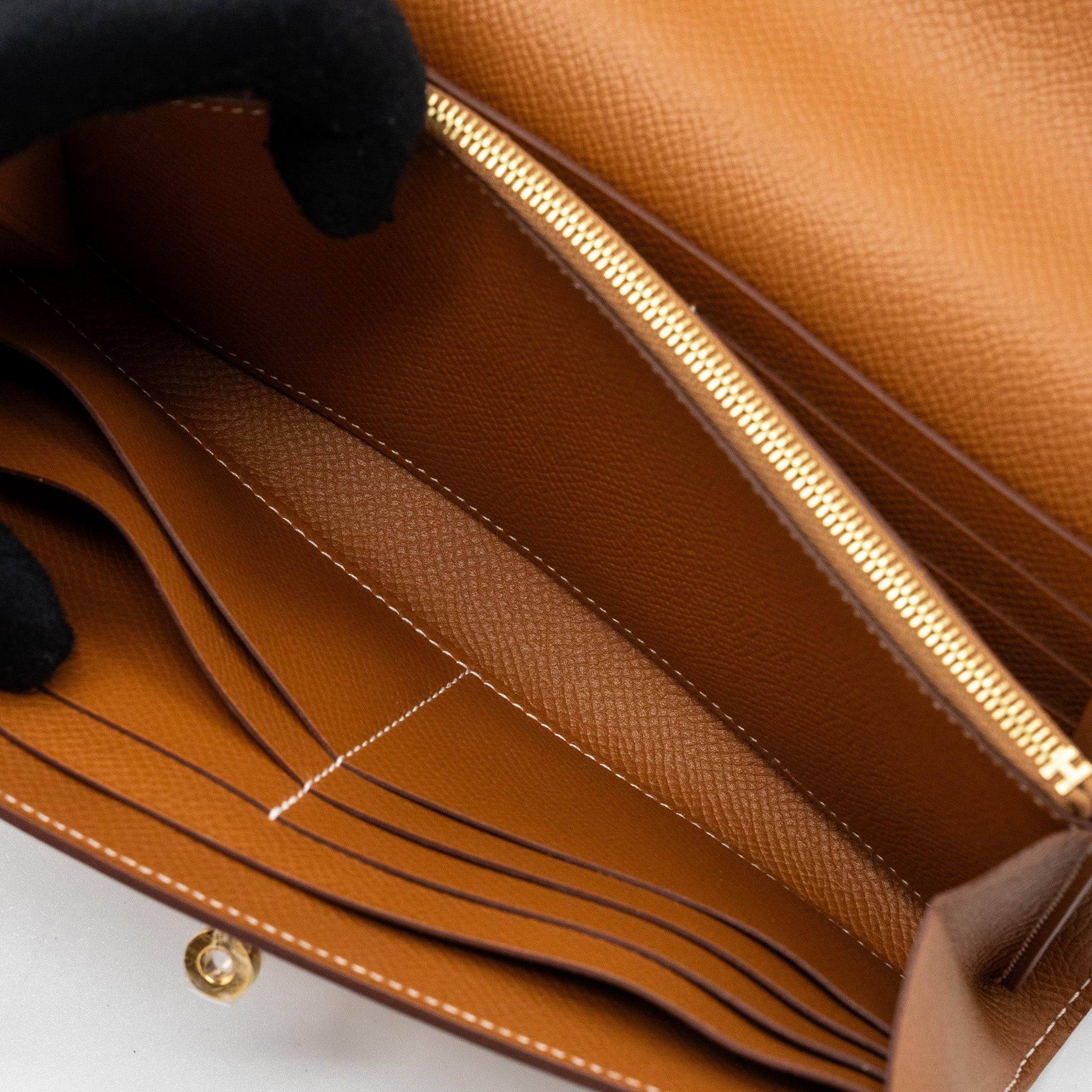 HERMES KELLY LONG WALLET EPSOM GOLD GHW