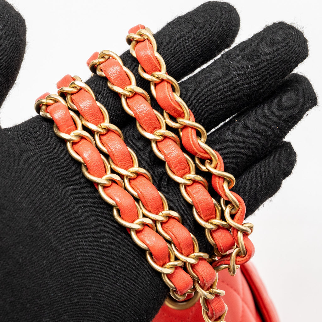 CHANEL MINI SQUARE FLAP BAG LAMBSKIN CORAL PINK GHW