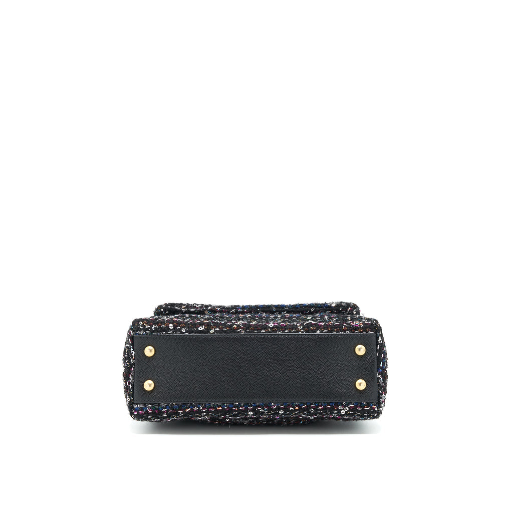 CHANEL SMALL TWEED COCO HANDLE 24CM BLACK GHW