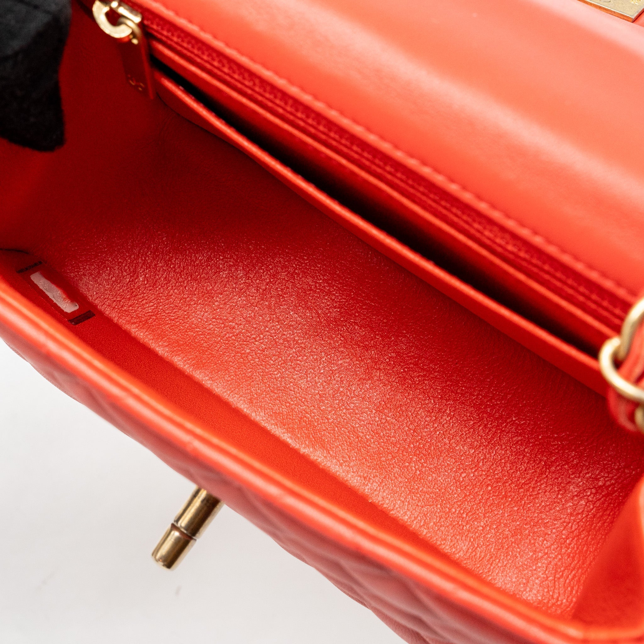 CHANEL MINI SQUARE FLAP BAG LAMBSKIN CORAL PINK GHW