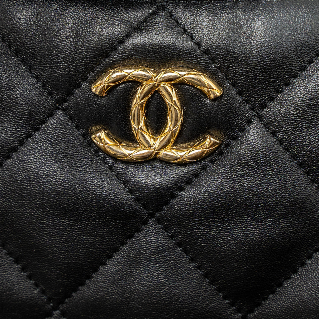 CHANEL 22B HOBO BAG LAMBSKIN BLACK BRUSHED GHW (MICROCHIP)