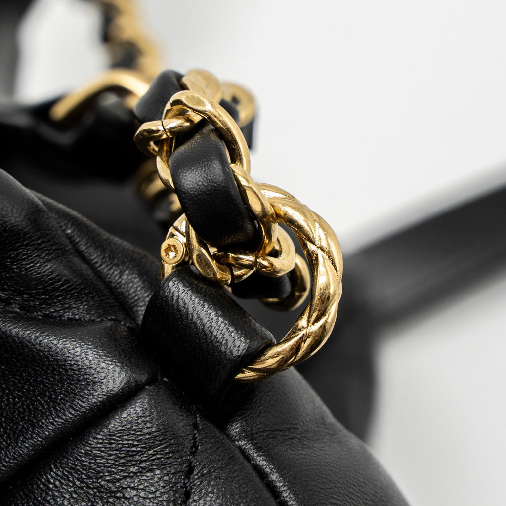 CHANEL 22B HOBO BAG LAMBSKIN BLACK BRUSHED GHW (MICROCHIP)
