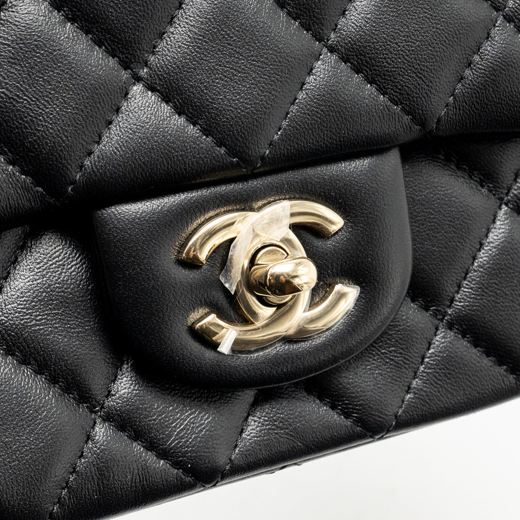 CHANEL MINIRECTANGULAR FLAP BAG LAMBSKIN BLACK LGHW (MICROCHIP)