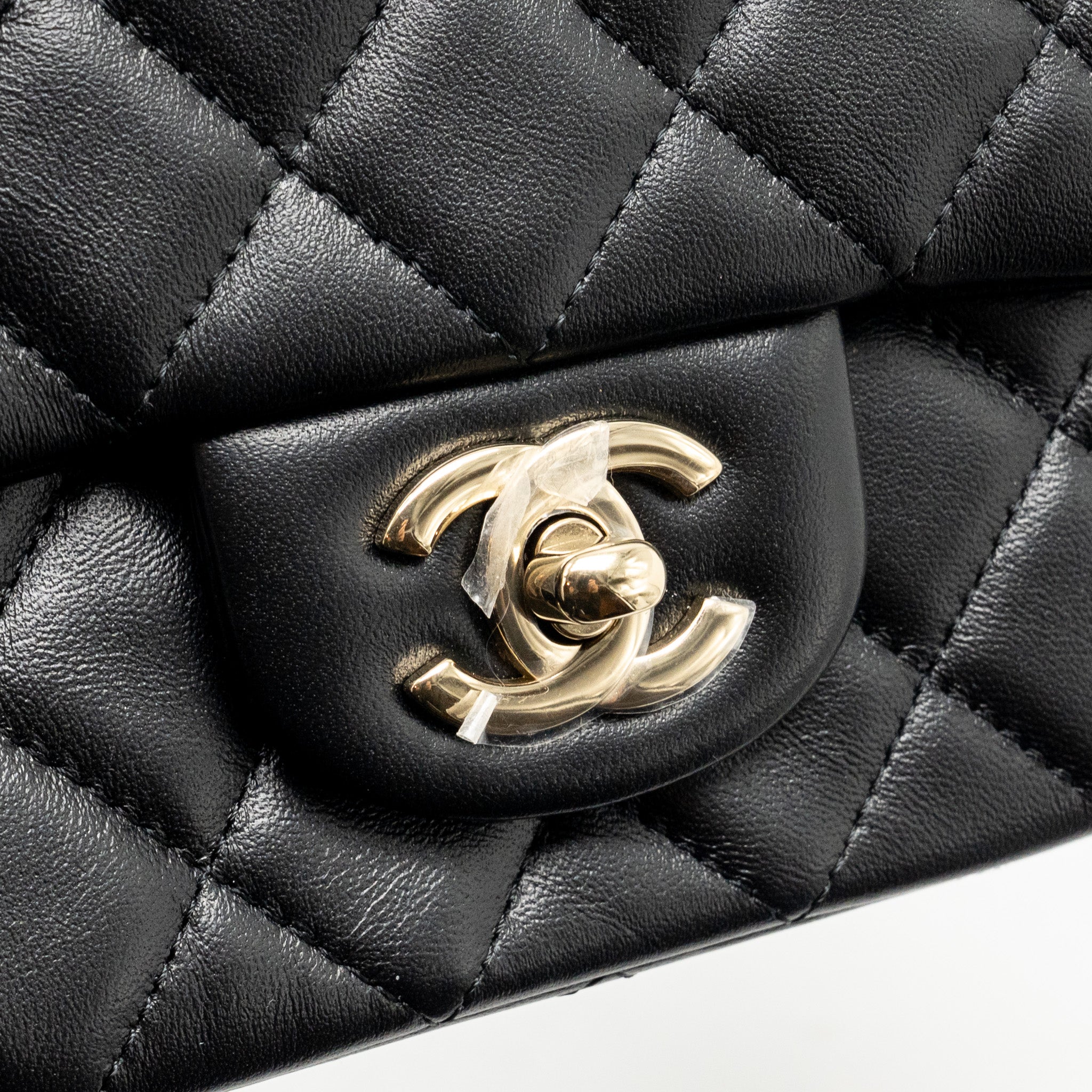 CHANEL MINIRECTANGULAR FLAP BAG LAMBSKIN BLACK LGHW (MICROCHIP)